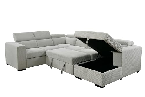 roomfitters 123" Oversized Modern U-Shaped 7-Seat Sectional Sofa Couch with Adjustable Headrest, Sofa Bed with Storage Chaise