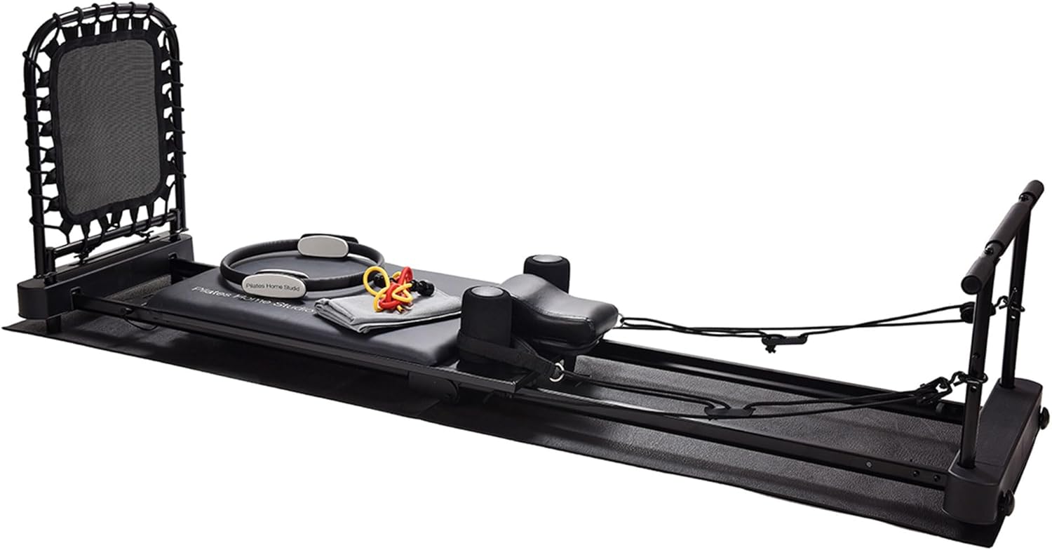 Stamina Products Pilates Home Studio Foldable Reformer, Complete Workout System for Fitness Enthusiasts, All in One Pilates Experience, Black