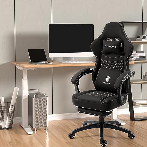 Dowinx Gaming Chair Breathable Fabric Computer Chair with Pocket Spring Cushion, Comfortable Office Chair with Gel Pad and Storage Bag