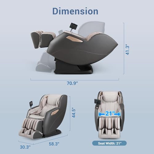 MYNTA 2025 Massage Chair Full Body, Flexible SL Track Massage Recliner Chair with Heat, 170° Zero Gravity Position, M1630 Grey