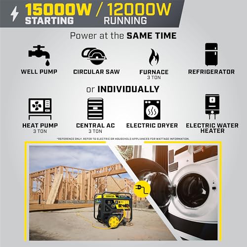 Champion Power Equipment 5000-Watt Electric Start Tri Fuel RV Ready Portable Generator with CO Shield