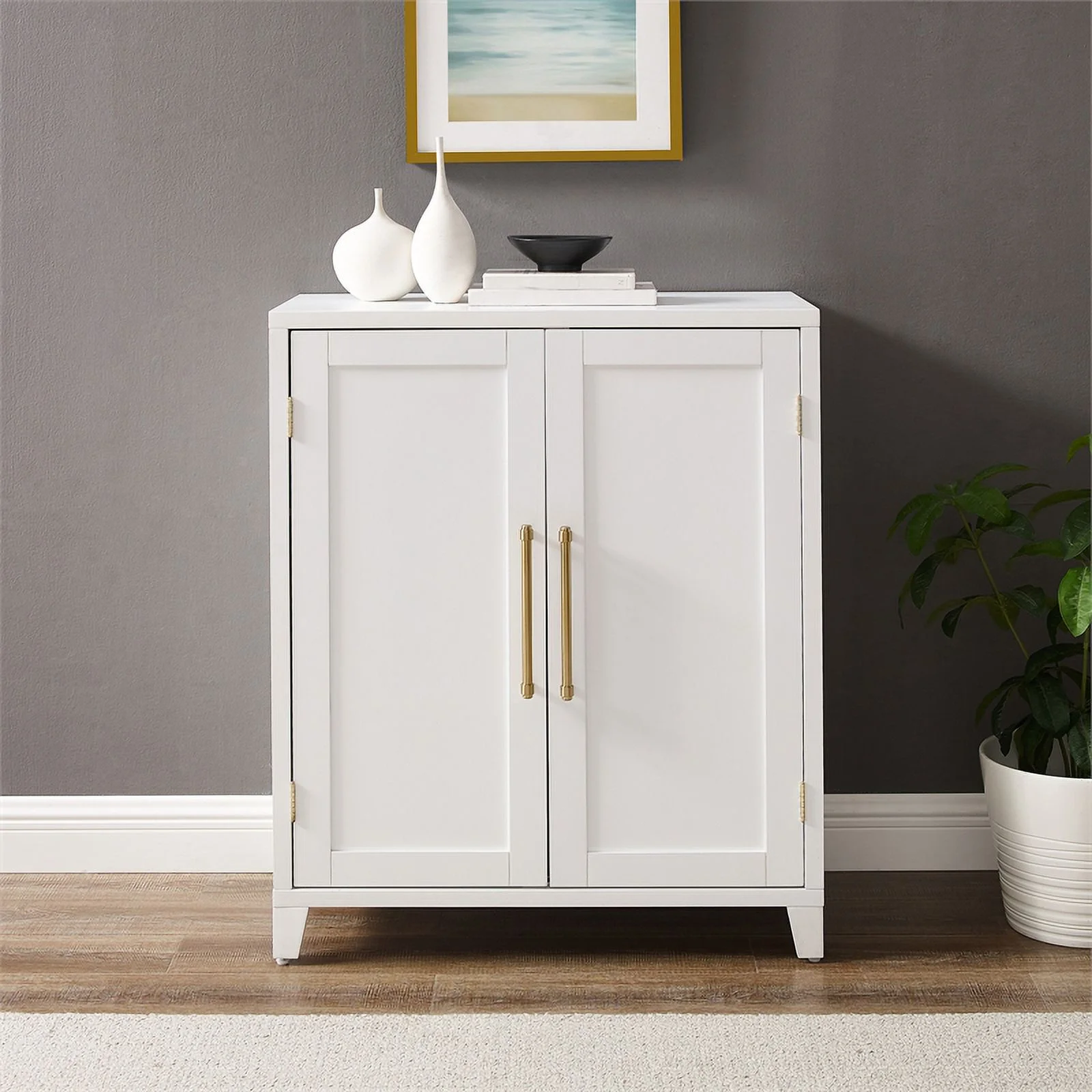 Crosley Furniture Roarke Stackable Wood Kitchen Pantry Storage Cabinet in White