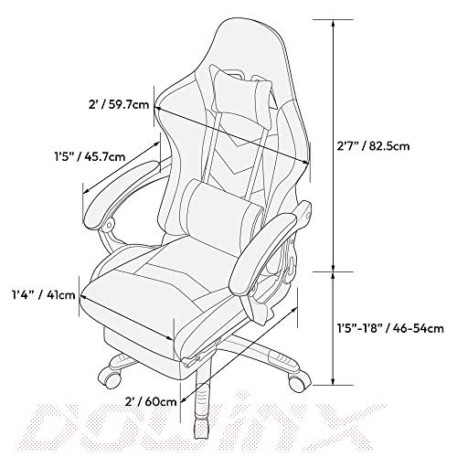 Dowinx Gaming Chair Ergonomic Racing Style Recliner with Massage Lumbar Support