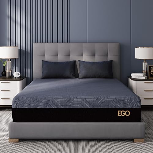 EGOHOME 14 Inch King Size Memory Foam Mattress for Back Pain, Cooling Copper Gel Bed in a Box, Foam Made in USA, CertiPUR-US Certified