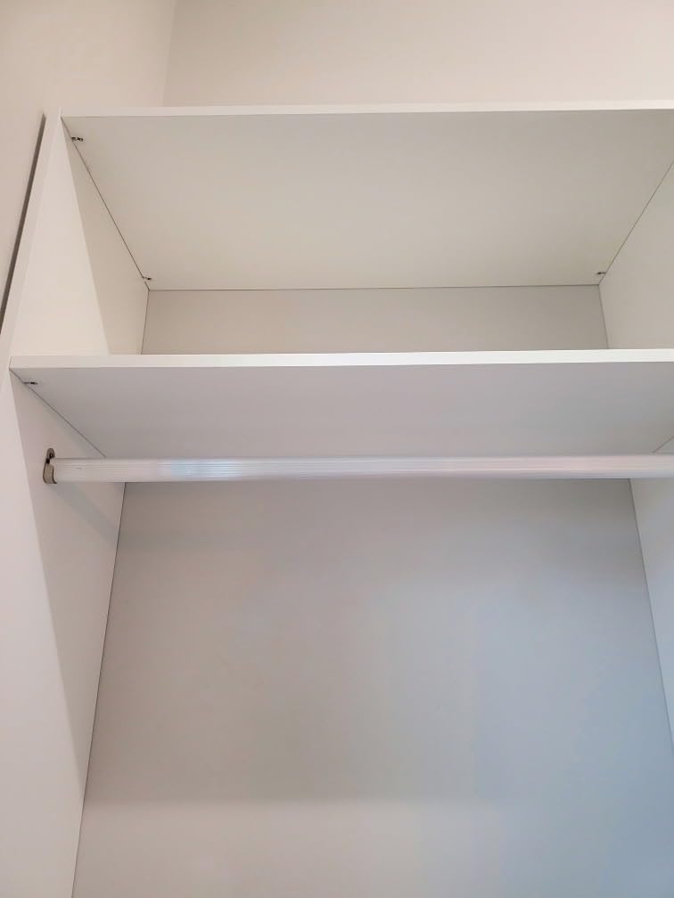 Dual Tower Closet Storage Wall Mounted Wardrobe Organizer Kit System with Shelves and Drawers for Bedroom in White with Hardware Wood Closet
