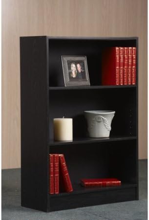 Orin Mainstays Wide 3-Shelf Bookcase, Black (Black, 3-Shelf) Pack of 2