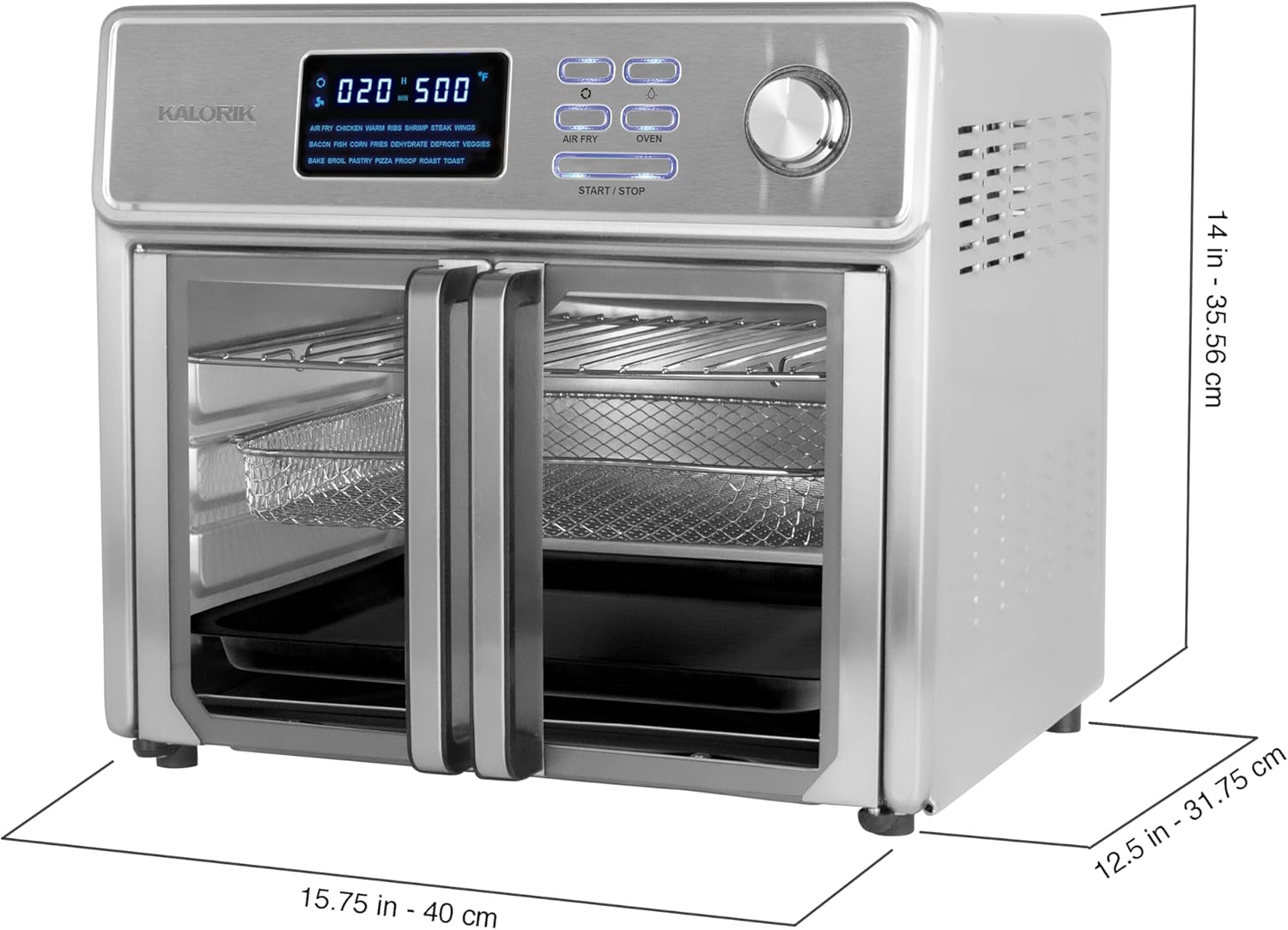 Kalorik MAXX® Digital Air Fryer Oven, 26 Quart, 10-in-1 Countertop Toaster Oven & Air Fryer Combo-21 Presets up to 500 degrees