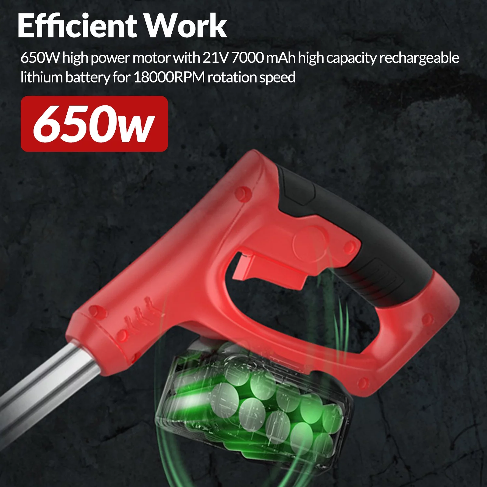Electric Weed Eater Wacker, Grass Trimmer Weed Lawn Edger Eater, 21V 650W Cordless Grass String Trimmer Cutter, Weed Wacker with 2 Battery