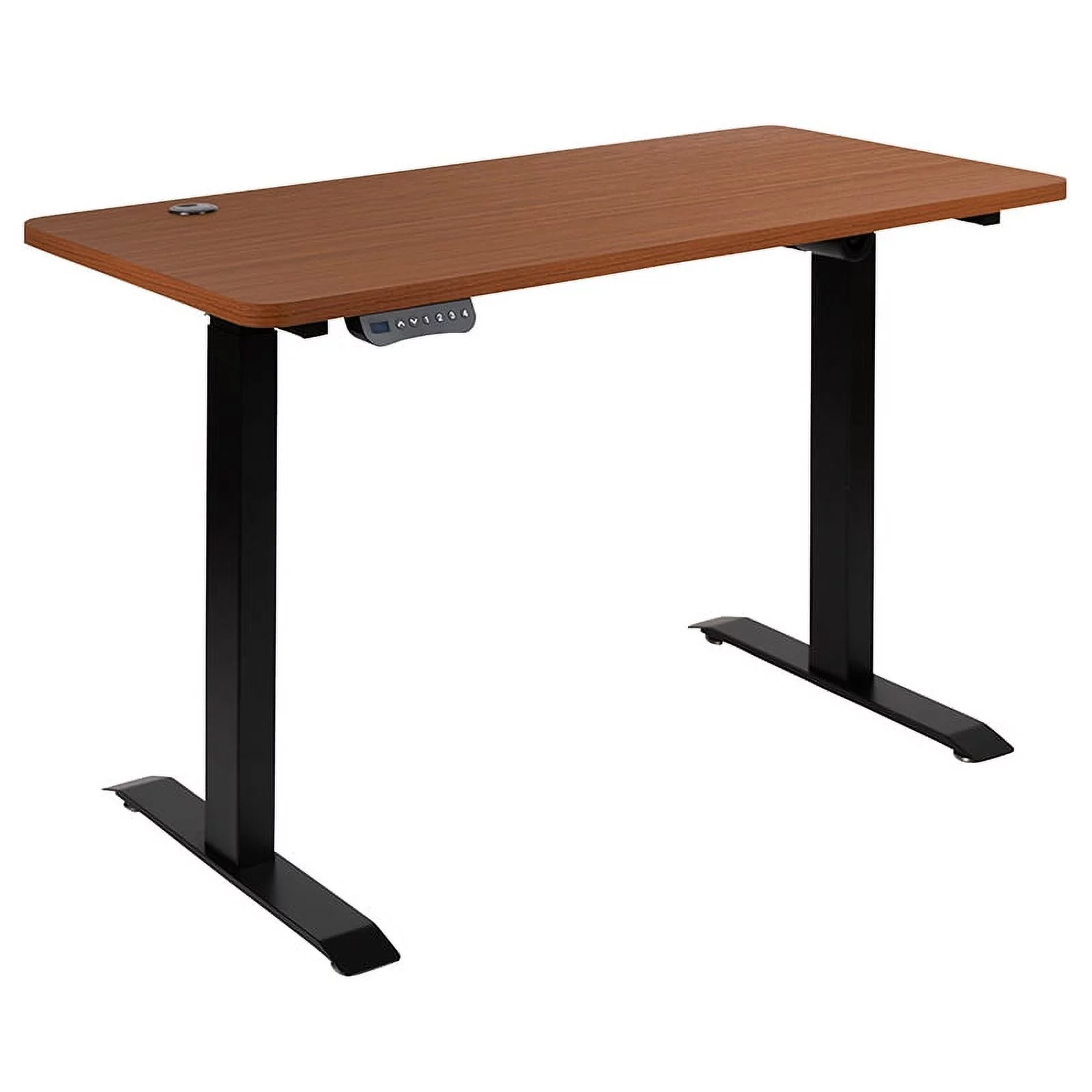 Flash Furniture 48"W x 24"D Mahogany Electric Height Adjustable Standing Desk with Black Mesh Swivel Ergonomic Task Office Chair