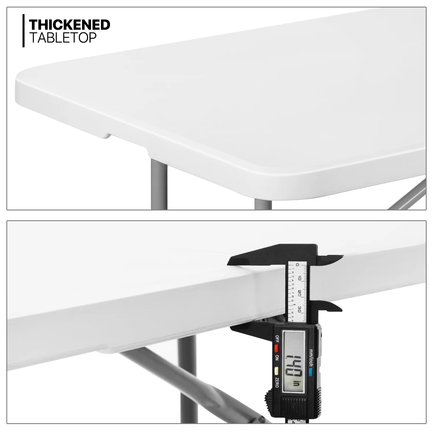 Magshion 10 Pack 8Ft Folding Utility Table Fold-in-Half Portable Plastic Picnic Party Dining Camp Table with Carry Handle, White
