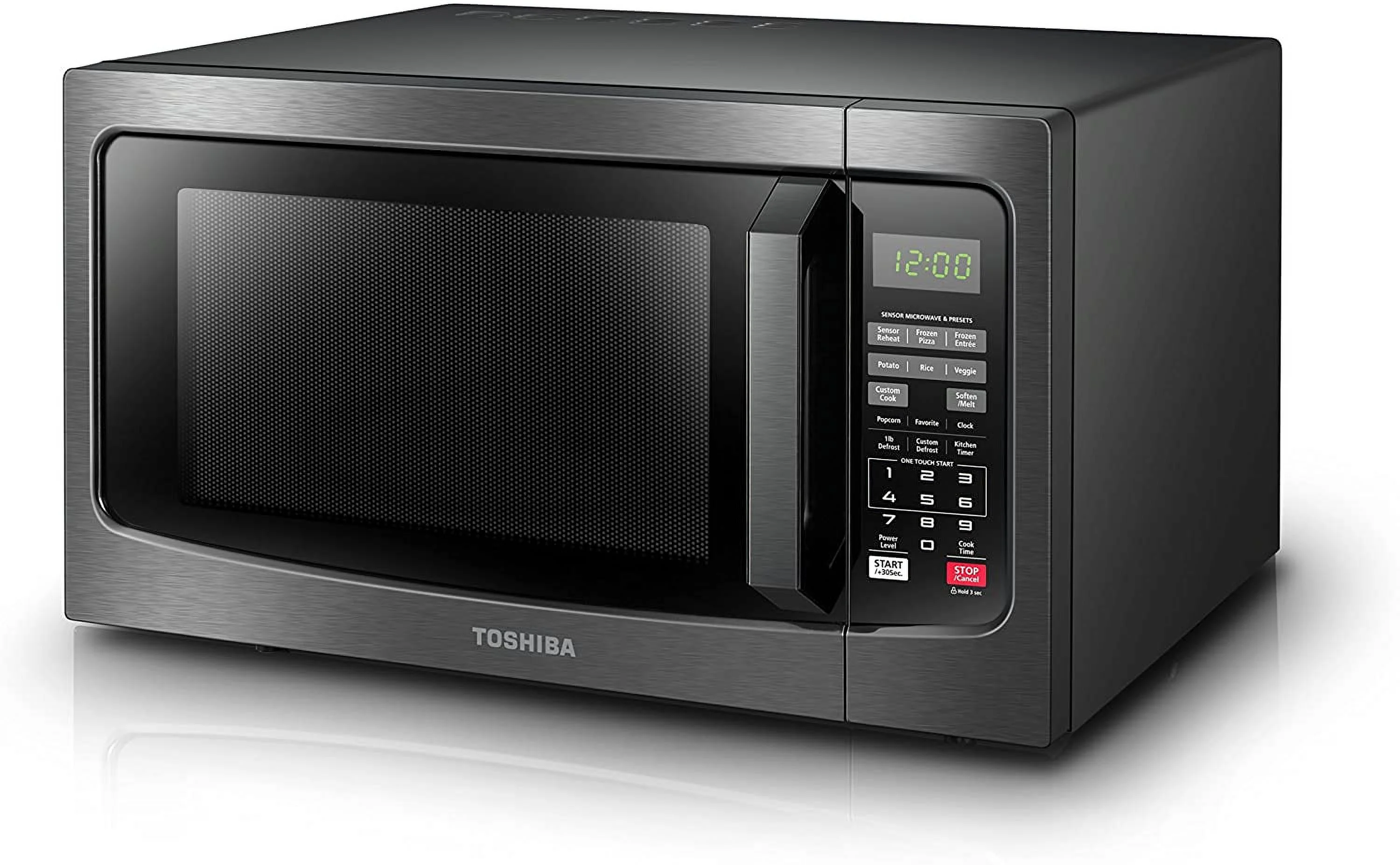 Restored Toshiba EM131A5C-BS Microwave Oven with Smart Sensor Easy Clean Interior, ECO Mode and Sound On-Off, 1.2 Cu. ft
