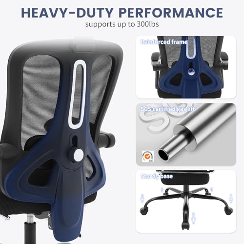 Ergonomic Office Chair with Footrest, Ergonomic Desk Chair with Adjustable Lumbar Support, High Back Mesh Office Chair with Headrest