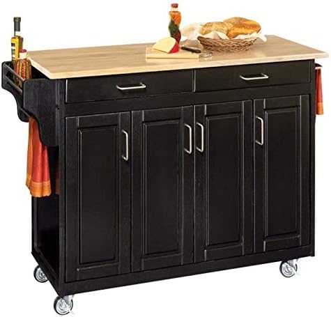 Hawthorne Collections 49 Granite Top Kitchen Cart in Black