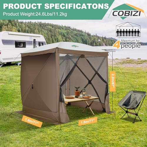 COBIZI 12x12ft Pop up Gazebo Screen Tent Screen House for Camping, Camping Outdoor Screened Gazebo, Canopy Tent