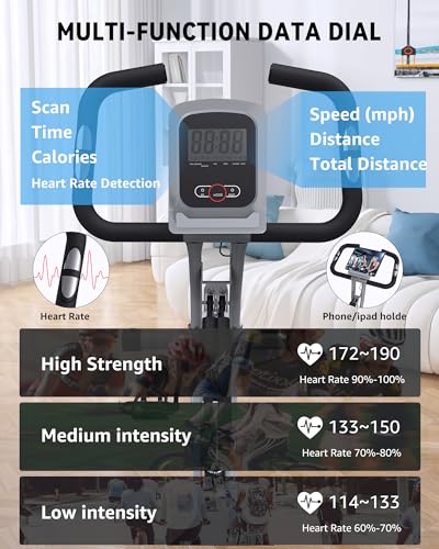 Foldable Exercise Bike Stationary Bikes for Home, 5 IN 1 Indoor Workout Bike, Cycling Bike with 16-Level Quiet Magnetic Resistance