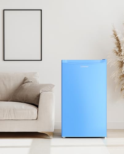 Upstreman 3.2 Cu.Ft Mini Fridge with Freezer, Single Door Mini Fridge, Dorm Fridge, Adjustable Thermostat, Mini Refrigerator for Bedroom, Office