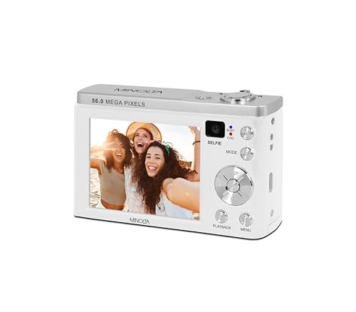 Minolta 56MP Dual Lens Digital Camera &ndash; 5X Optical Zoom, 5K Ultra HD Video, CMOS Sensor, 2.8-inch LCD Screen, Stabilization, Selfie Lens