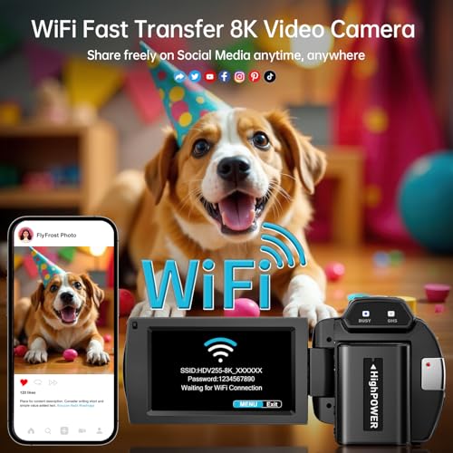 8K Video Camera Camcorder 88MP UHD WiFi Vlogging Cameras for YouTube 18X Digital Zoom IR Night Vision 3.0''Touch Screen Camera with 32GB Card