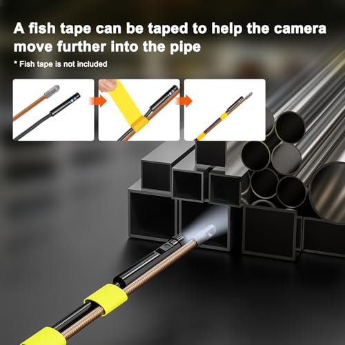 Triple Lens Sewer Camera with 50ft, 5" IPS Screen Borescope with Light, 1080P HD Endoscope IP67 Drain Pipe Snake Drain Camera