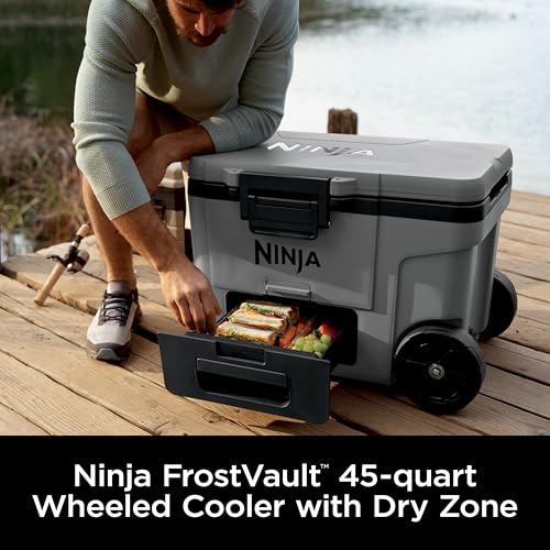 Ninja FrostVault 45qt Wheeled Cooler with Dry Zone, Integrated Fridge-Temp Dry Storage Drawer, Premium Heavy-Duty Insulated Cooler