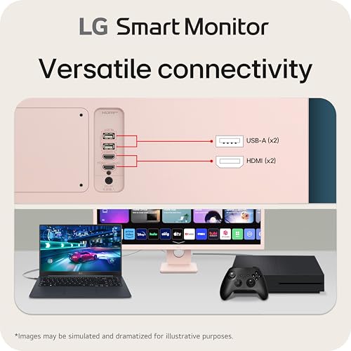 LG 27SR50F-W Smart Monitor 27-Inch FHD (1920x1080) IPS Display, webOS 23, HDR 10, x2 Built-in Speakers, AirPlay 2, Screen Share, Bluetooth, ThinQ App
