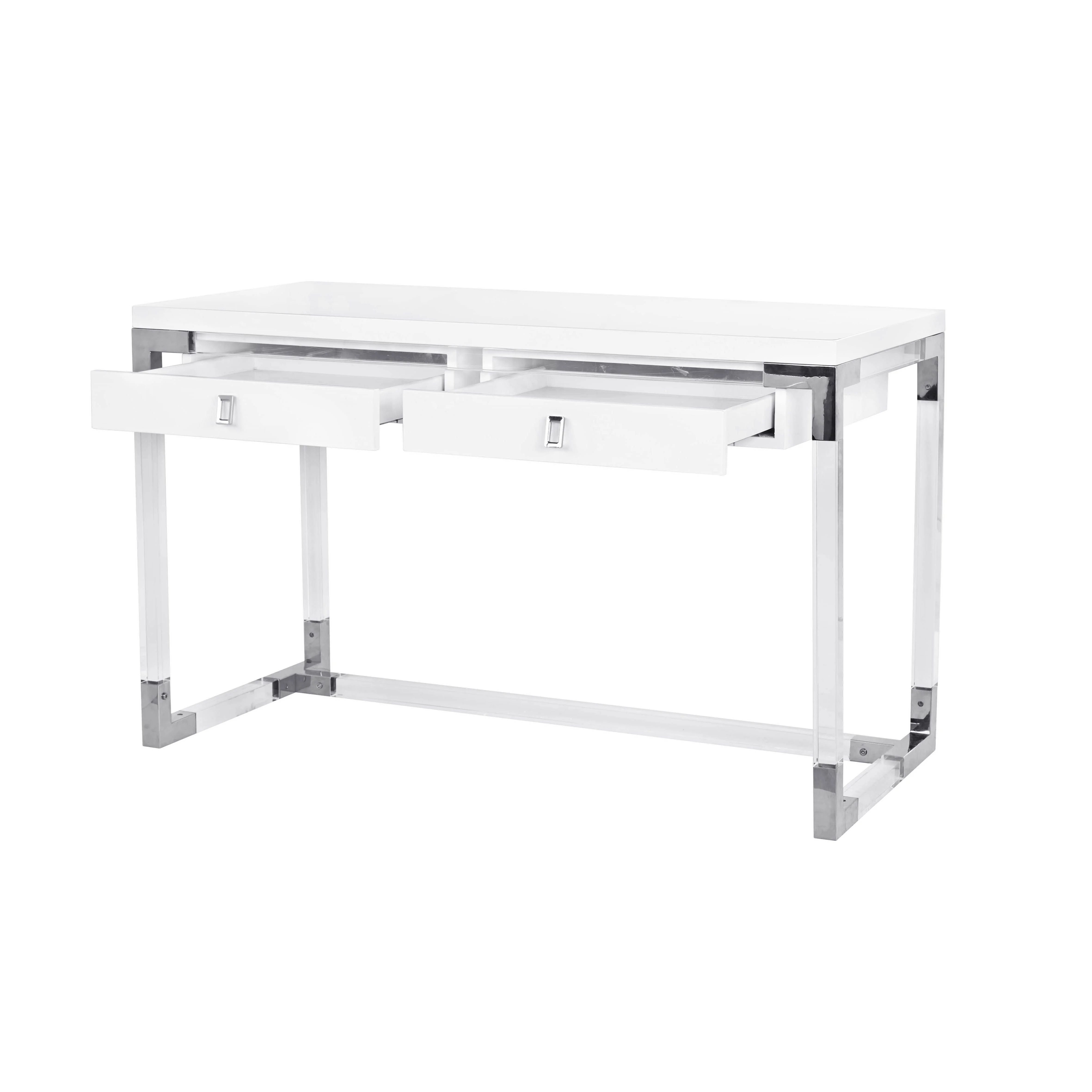 Pasargad Home Firenze Contemporary Desk Lacquer top with Lucite and Chrome Base