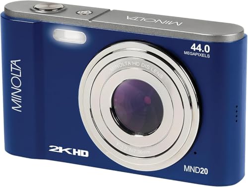 Minolta MND20 44MP Digital Camera &ndash; 2.7K Ultra HD Video, 16X Digital Zoom, Anti-Shake Stabilization, Time Lapse, Face Detection