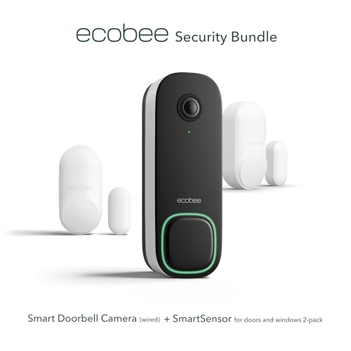 ecobee Smart Video Doorbell Camera (Wired) - with Industry Leading HD Camera, Smart Security, Night Vision, Person and Package Sensors, 2-Way Talk