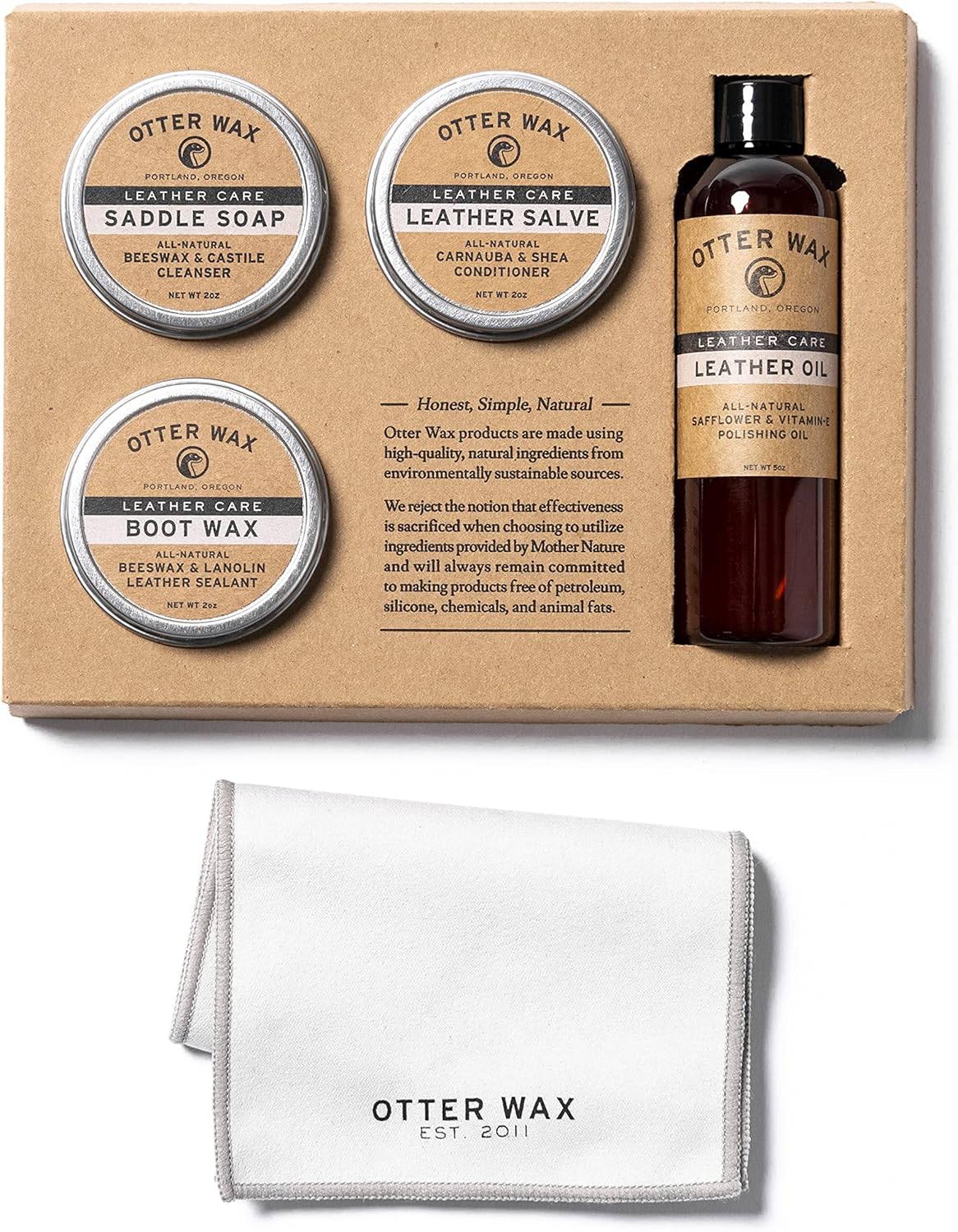 Otter Wax Leather Care Kit | 100% All-Natural Leather Care Products | Made in The USA | Includes Saddle Soap & Leather Salve | Color Safe | Ideal for