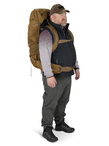 Osprey Rook 65L Men's Backpacking Backpack, Dark Charcoal/Silver Lining, Extended Fit