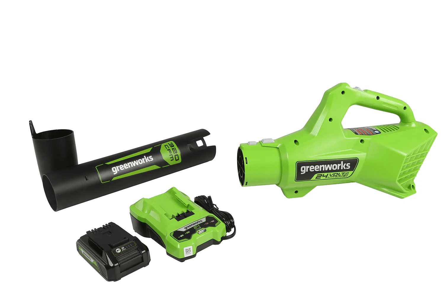 Greenworks 24V Cordless Axial Blower (90 Mph / 320 Cfm) with 2Ah USB Battery & Charger 2415702