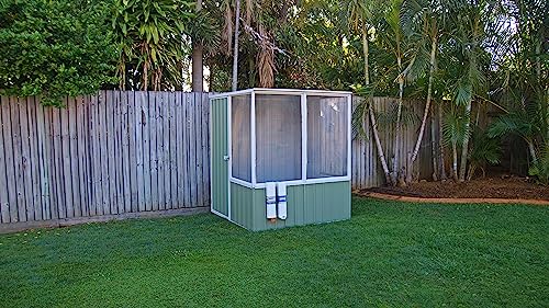Absco Poultry Paradise: Large Chicken Coop & Chicken Run, 5'x5' Pale Eucalypt Green with Mesh Panels, Side Access Door, Aviary