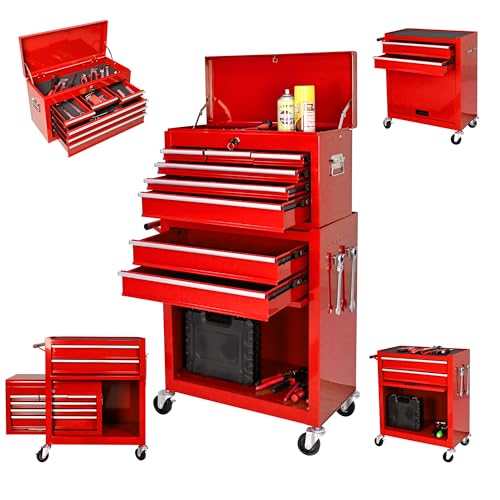 5-Drawer Rolling Tool Chest, Modular Tool Cabinet with Brake Casters & Removable Drawers, Workshop Toolbox Cart for Factory/Garage, Black