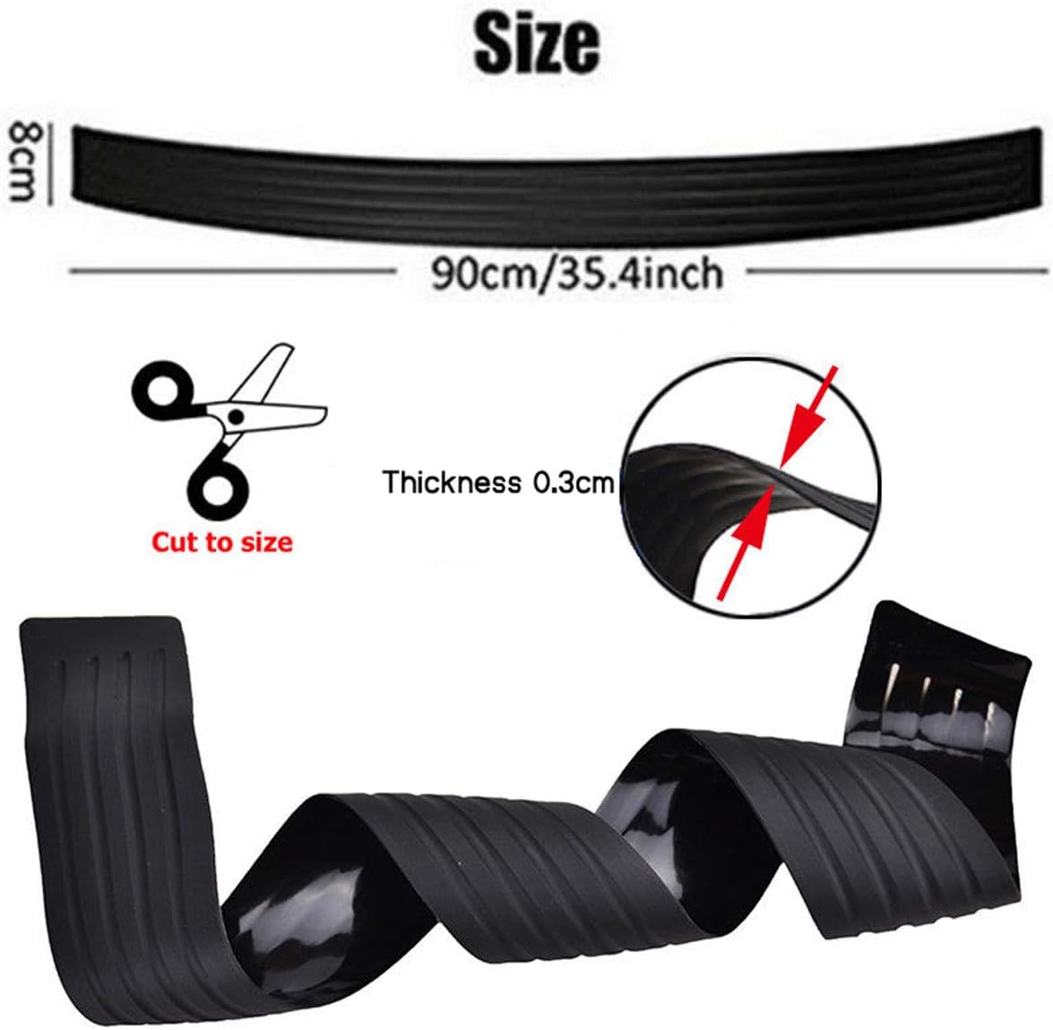 EJ's SUPER CAR Rear Bumper Protector Guard Universal Black Rubber Scratch, Resistant Trunk Door Entry Guards Accessory Trim Cover for SUV/Cars