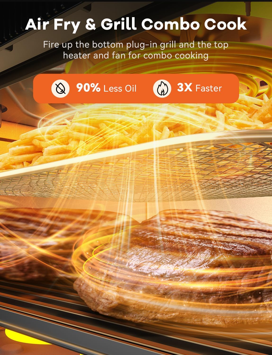 Nuwave Smart Air Fryer Oven with POWERPORT™ Plug-In Grill for Dual-Zone Efficient Cook