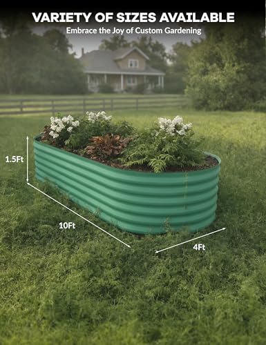 10x4x1.5ft Raised Garden Bed,Galvanized Raised Planter Boxes Outdoor with Easy Assembly, Large Garden Bed for Vegetables, Fruits, Flower