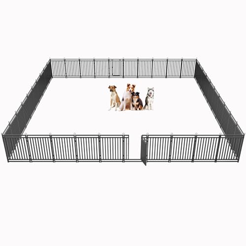 Dog Fence Outdoor Indoor, 40" Inch Height 16 Panels Dog Playpen for Large/Medium/Small Dogs Metal Dog Pen for Yard Camping and RV | Black-Silver