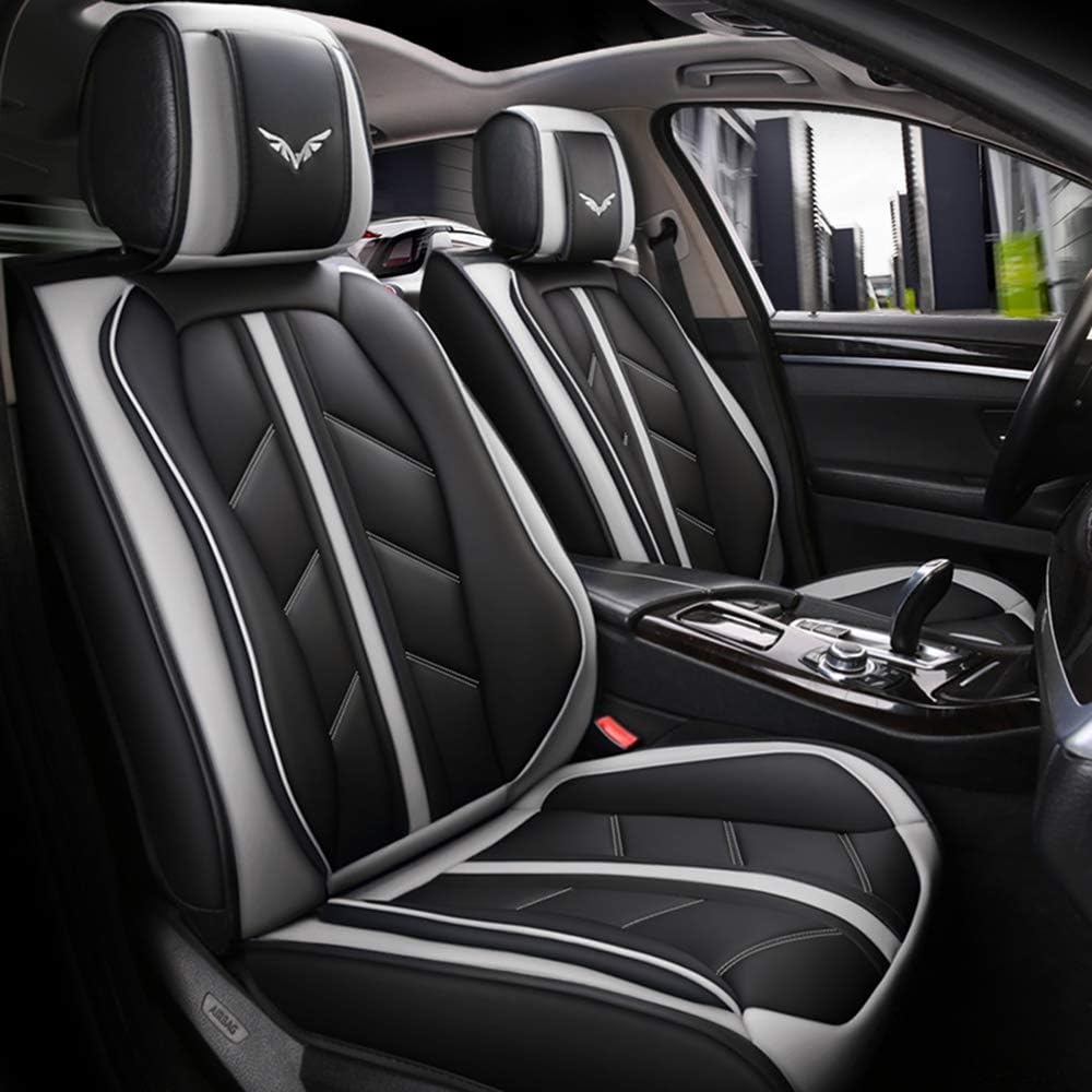 otoez Leather Car Seat Covers Full Set Faux Leatherette Automotive Seat Covers 5 Seats Universal Fit for Most Sedan SUV Truck Pick-up Waterproof