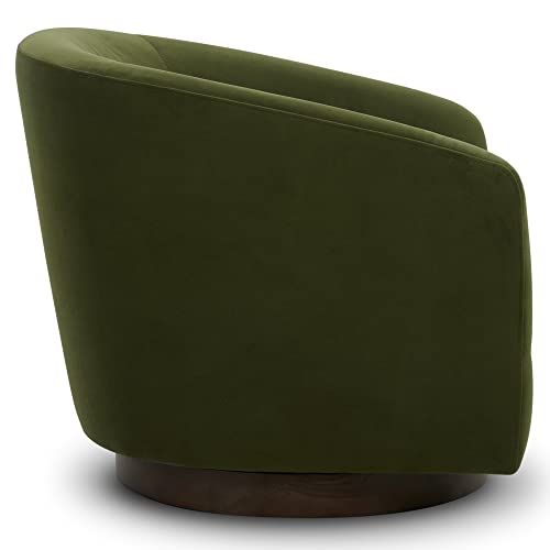 CHITA Swivel Accent Chair, FSC Certified Upholstered Fabric Barrel Chair for Living Room, Fully Assembled, Flax Beige