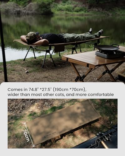 OneTigris SUPRANUBIS Camping Cot, Height Adjustable with Cot Leg Extenders, Strong Support 330lbs, Portable Folding Bed for Camping, Hiking, Travel