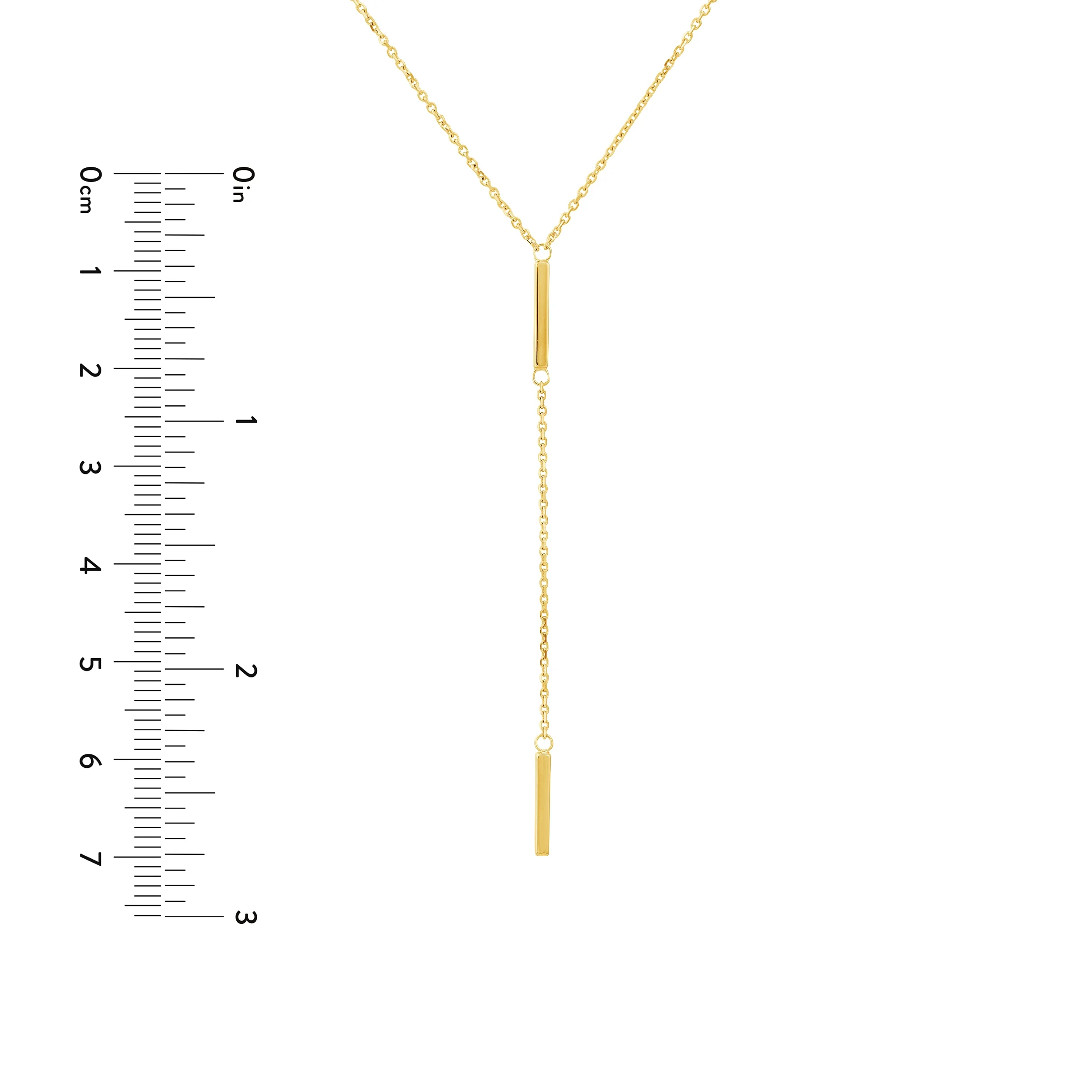 SZUL Women's 14K Solid Yellow Gold Double Bar Drop Necklace