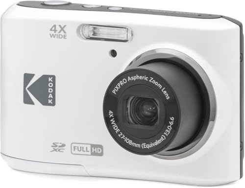 Kodak PIXPRO FZ45 Friendly Zoom 16MP Full HD Digital Camera, Bundle with 32GB Memory Card and Camera Bag, Flexible Tripod, and Card Reader (White)