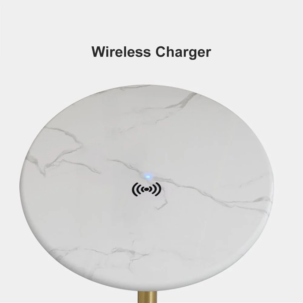 Homary Modern Arc Floor Lamp with Shelf & Wireless Charger & USB Charging Port