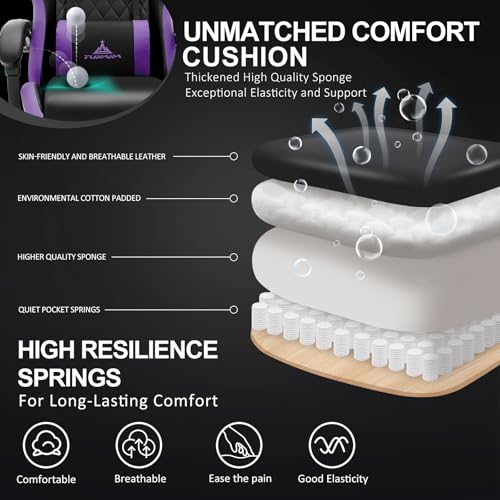 Gaming Chair,Ergonomic Massage Computer Office Desk Chair with Footrest,Pocket Spring Cushion