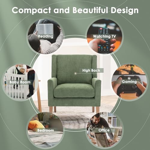 COLAMY Modern Wingback Living Room Chair, Upholstered Fabric Accent Armchair