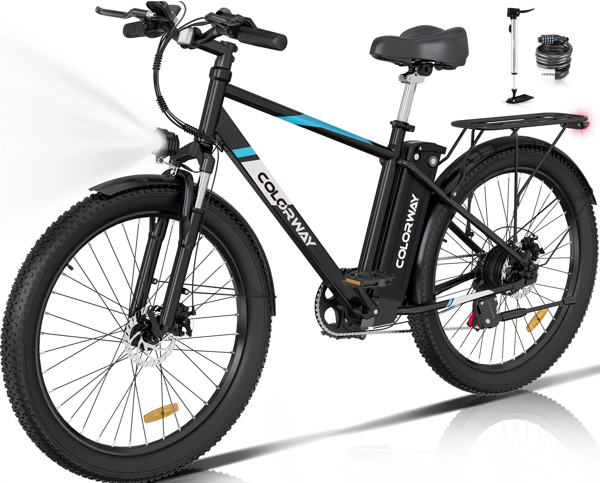 COLORWAY 500W 26X3.0 Electric Bike for Adults, 36V/15Ah E bike, Shimano 7-Speed, Electric Cruiser Bike for Female Male