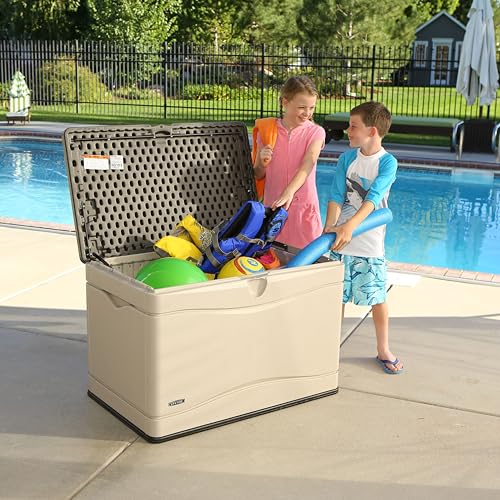 Lifetime 60012 Extra Large Deck Box, 130 Gallon, Desert Sand/Brown