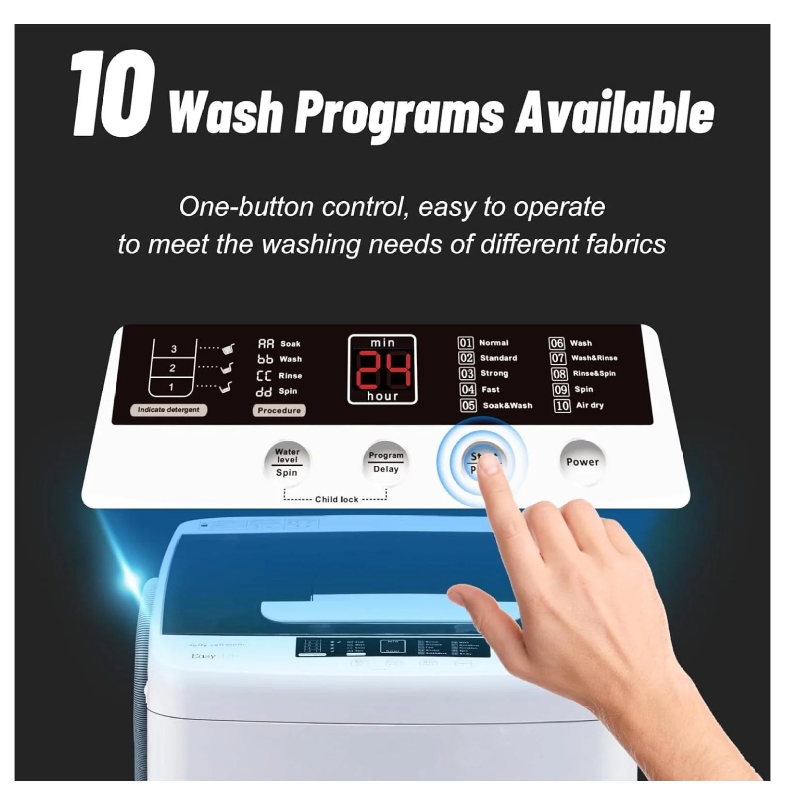1.34 Cu.Ft Full Automatic Washer and Dryer Combo with Drain Pump, Portable Washing Machine, 10 Wash Program, LED Display