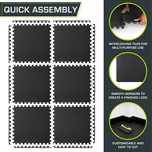 ProsourceFit Extra Thick Puzzle Exercise Mat , EVA Foam Interlocking Tiles for Protective, Cushioned Workout Flooring for Home and Gym Equipment