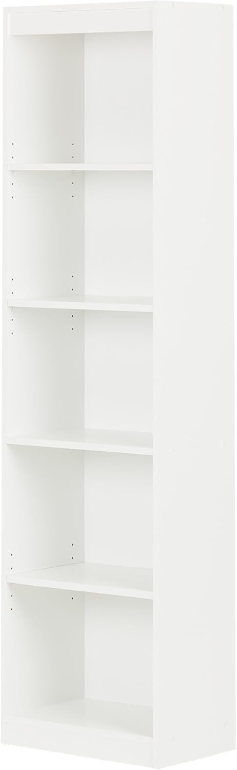 South Shore Axess 5-Shelf Narrow Bookcase-Pure White